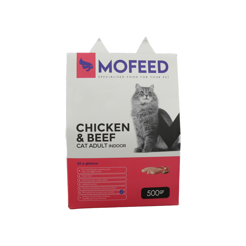 cat adult indoor chicken & beef 500gr mofeed