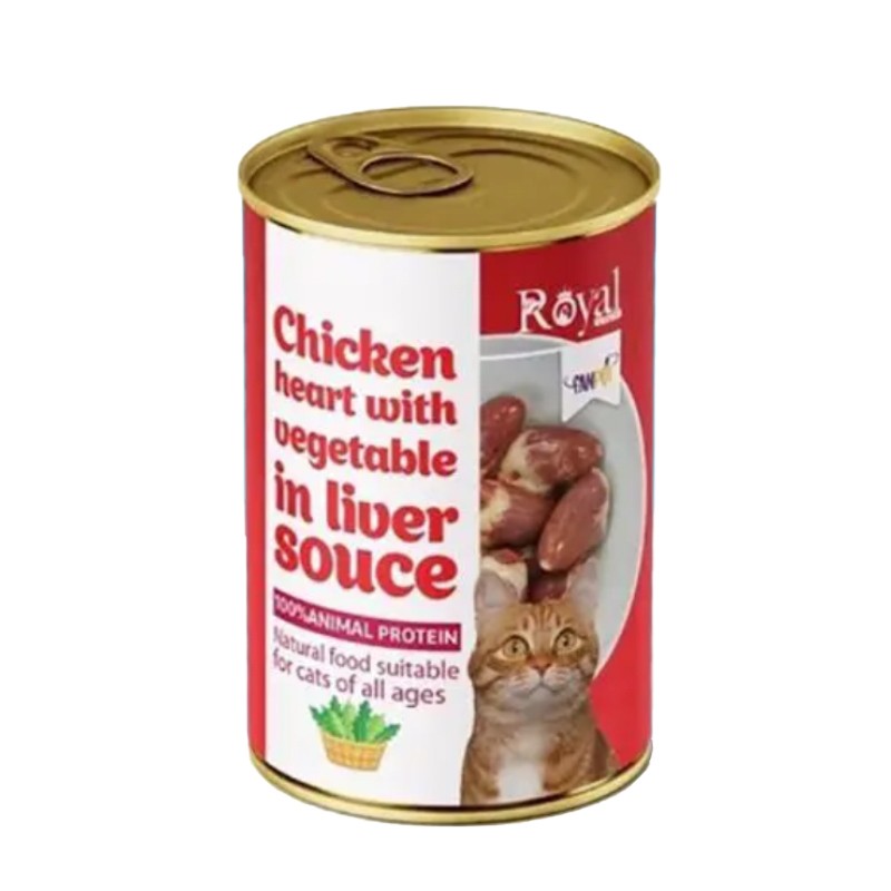 كنسرو گربه نچرال دل مرغ و سبزيجات و سس ROYALCOCO