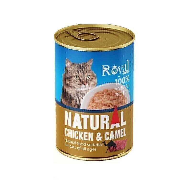 كنسرو نچرال گربه طعم مرغ و شتر royalcoco400g