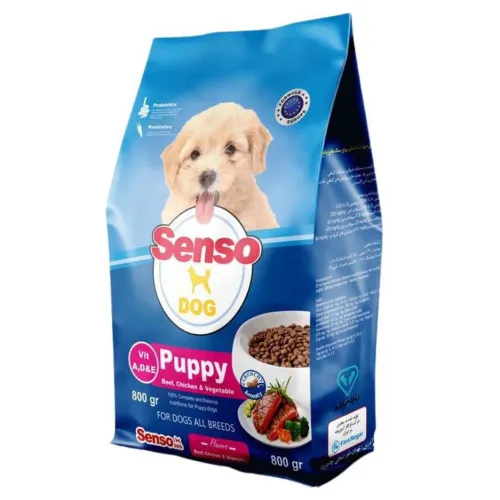 غذاي خشك توله سگ 800 گرمي با طعم گوشت گوساله ، مرغ و سبزيجات senso