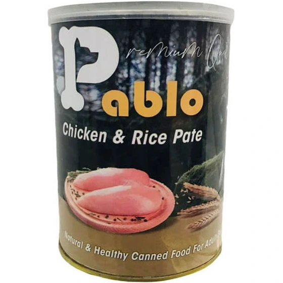 كنسرو سگ با طعم گوشت و مرغ و برنج pablo 400g