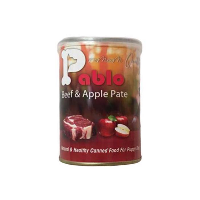 كنسرو توله سگ با طعم گوشت قرمز و سيب pablo 400g